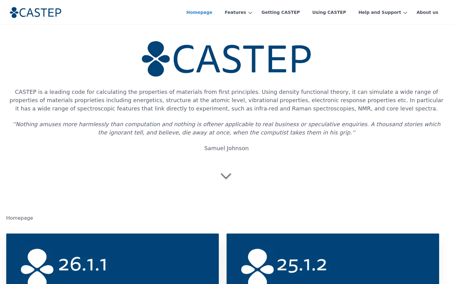 CASTEP 页面快照